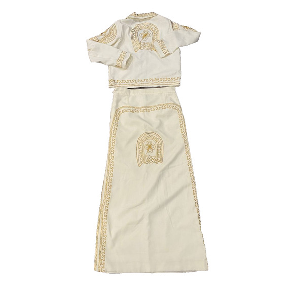 Mariachi Golden Mexican Artisan Women’s Charra Outfit S/M Handmade Used - Picture 3 of 6